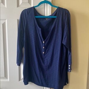 Lilly Pulitzer Blue 3/4 Sleeve Buttoned Blouse